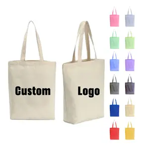 Factory Wholesale Custom logo Cotton Eco friendly Recycled Portable Customizable DIY Spot Shopping tote Canvas Bag