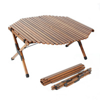 Table pliante octogonale en bois de hêtre Qingmu personnalisée pour le camping et les pique-niques en plein air