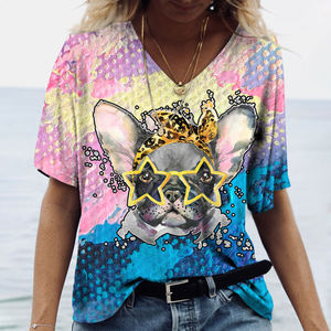 Tendance d'été à manches courtes Chien de dessin animé mignon T-shirt imprimé en 3D <span class=keywords><strong>Golden</strong></span> <span class=keywords><strong>Retriever</strong></span> Fashion Casual Women T-shirt Shirt Tee - Product Image 2