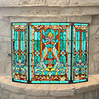 Paravent de cheminée victorien pliant en 3 parties, en verre teinté massif, personnalisé en usine en Chine, pour décoration intérieure, taille 110*70CM