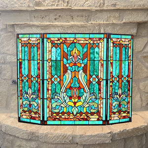 Paravent de cheminée victorien pliable en 3 parties, en verre teinté style cathédrale, sur mesure, fabriqué en Chine, taille 110*70CM - Product Image 4