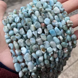 Larimar Stein natürliche Edelstein Perlen zum Verkauf Großhandel glatt lose große große Freiform unregelmäßige Chips Larimar Tumbles