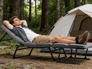 Cama Plegable Portátil <span class=keywords><strong>para</strong></span> Acampar al Aire Libre con Correa de Almacenamiento, Estructura Metálica Resistente <span class=keywords><strong>para</strong></span> Acampar, Patio, Reuniones y Ocio - Product Image 3