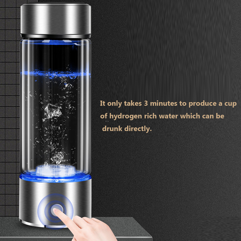 Hotsale 400ML SPE PEM LED Portable Sans Chlore Résiduel D'ozone Riche En Hydrogène Générateur D'eau Ioniseur Bouteille