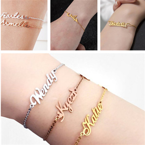 Personalizzato 18K <span class=keywords><strong>oro</strong></span> placcato in acciaio inox bracciale personalizzato nome personalizzato per <span class=keywords><strong>adulti</strong></span> e bambini anniversari regalo - Product Image 5