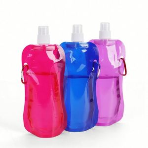 Poche à eau pliable pour le camping en plein air, 500 ml, sac à eau réutilisable, bouteilles d'eau en plastique pliables portables avec logo personnalisé - Product Image 2