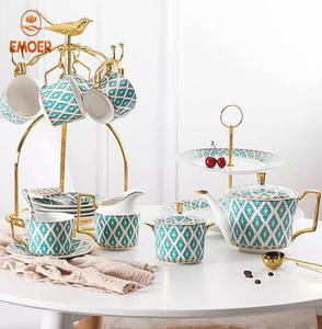 Juego de <span class=keywords><strong>Café</strong></span> <span class=keywords><strong>Continental</strong></span> de Porcelana Fina, Juego de Té Inglés de Lujo para la Tarde, Taza de <span class=keywords><strong>Café</strong></span> de Cerámica Dorada, Juego de Té <span class=keywords><strong>Continental</strong></span> - Product Image 2