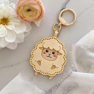 Creative and cute lamb PU <b>leather</b> <b>keychain</b> car key pendant accessories unisex bag charms - Product Image 1