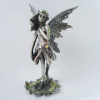 Grande statue de fée en métal pour jardin, statue de fée antique en métal pour extérieur, figurines en étain