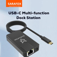 Sarafox 5 en 1 USB-C 3,5 mm Audio avec réseau RJ45 1000 Mbps Chargeur rapide PD 100 W pour iPad série iPad Pro 2024