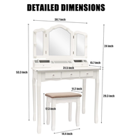 Meubles de chambre à coucher en bois blanc moderne miroir éclairé coiffeuse/coiffeuse pour le maquillage pour la chambre à coucher dressing utilisation