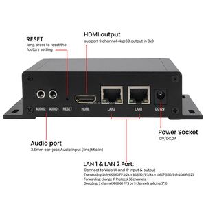 Transcodeur de diffusion vidéo en direct IP vers IP haute performance 4K <span class=keywords><strong>HEVC</strong></span> H.265 H.264 9 en 1 - Product Image 3