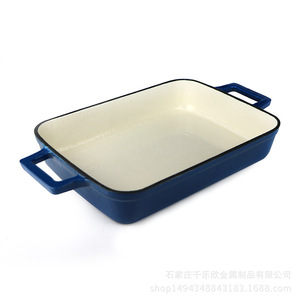 Colored <strong>Enamel</strong> Bakeware Rectangle Countertop Roasting <strong>Pan</strong> Large Lasagna Baking <strong>Dishes</strong> Loaf <strong>Pan</strong> with Two Hollow Handles - Product Image 2