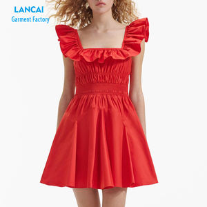 Vente en gros Nouveau design Robe décontractée Mini fleur élégante pour dames Robe pour femmes de couleur unie - Product Image 1