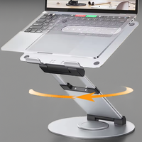 Support pour ordinateur portable réglable en hauteur et en angle, ergonomique, design escamotable, en alliage d'aluminium + silicone, rotation à 360°, IDock