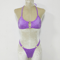 Haut de bikini en nylon personnalisé pour dames string justaucorps de bal sexy tenues de strip-teaseuse vêtements de danse exotique avec strass AB vêtements de performance