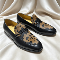 Mocassins de luxe pour hommes en cuir et crin de cheval léopard, chaussures habillées décontractées en cuir, chaussures respirantes et confortables pour gentleman