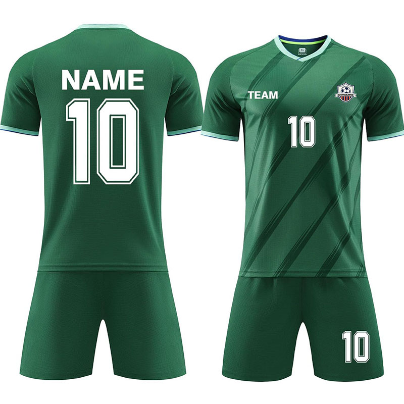 Uniforme de fútbol verde en blanco Ropa de equipo personalizable