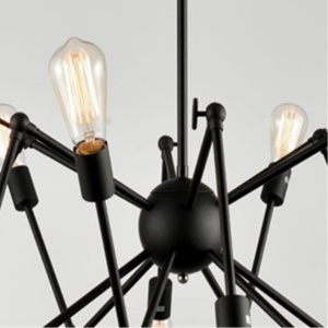 Lámpara de <span class=keywords><strong>Araña</strong></span> Retráctil de Hierro Forjado Estilo Industrial Retro para Restaurante o Bar de Estilo Americano, Lámpara Incandescente Negra para Sala de Estar - Product Image 4