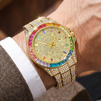 Montre automatique homme 2026 plaquée or rose, lunette entièrement sertie de diamants, cadran squelette panda, étanche, mécanique de luxe, bracelet caoutchouc, forme tonneau