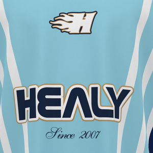 T-shirt ample respirant à col en V imprimé rayures HEALY, style streetwear, avec blocs de couleur, maillot de football personnalisé par sublimation - Product Image 5