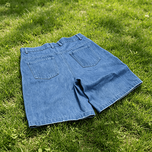 Shorts Bermuda en jean bleu pour homme, taille mi-haute, braguette boutonnée, style décontracté déchiré, 100% coton tissé respirant - Product Image 4