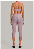 Ensemble de fitness 2 pièces pour femme à pois, color-block, avec soutien-gorge de sport dos nu et legging capri à séchage rapide pour l'entraînement