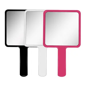 Cute Pink Gray Plastic Glass Mirrors Framed Cheap Custom Make Up Pocket Rectangle Hand Hold Makeup Vanity Cosmetic Mirror