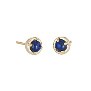 New design 18k gold plated 925 sterling silver lapis blue earrings