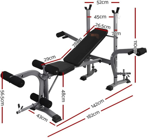ม้านั่งยกน้ำหนักอเนกประสงค์ปรับระดับได้ พร้อมชุดน้ำหนักและบาร์ ดัมเบลสำหรับออกกำลังกายที่บ้าน อุปกรณ์ฟรีเวท แร็คสควอท - Product Image 6