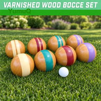 Ensemble de boules de pétanque en bois YumuQ de 100 mm, jeu de pelote pour l'extérieur, pelote de boccia avec corde de mesure pour la cour et la plage