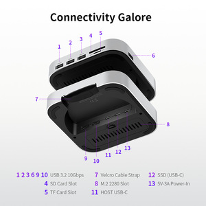 2025 Trending Mac Mini M4 Hub Stand con <span class=keywords><strong>4TB</strong></span> M.2 SSD Enclosure M4 Pro Dock con HDMI 4K 60Hz 2024 MacMini USB C Hub Accesorios - Product Image 6