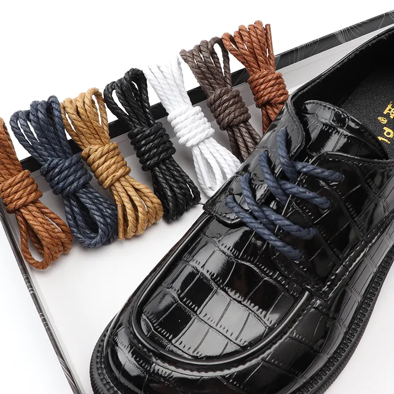가죽 신발 끈 거친 면 대마 신발 끈 로프 흑백 왁스 영국 캐주얼 레이스 마틴 부츠 발목 부츠 신발 끈