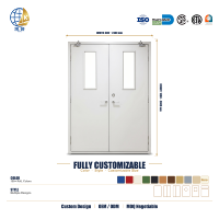 Porte coupe-feu en acier blanc de qualité salle blanche pour ligne pharmaceutique GMP, fabrication sur mesure robuste