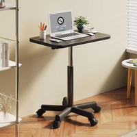 Bureau mobile pour ordinateur portable ADXIN, table d'appoint relevable et mobile, poste de travail compact sur roulettes pour la maison, la chambre et le bureau