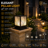 Lampe de poteau extérieure moderne avec cadre ouvert conique et panneaux en verre cannelé