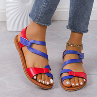 Sandales plates décontractées multicolores pour femme, style nouveau, grandes tailles, couleur bonbon, pour l'été et la plage