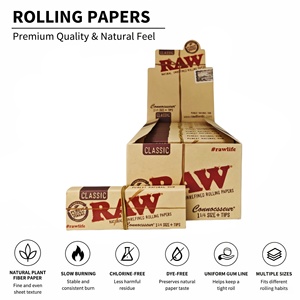 For Classic Square <b>Rolling</b> Papers 1 1/4 Size (78x44mm) with Tips Natural Plant Fiber 50leaves+50TIPS/booklet24booklets/<b>box</b> - Product Image 1