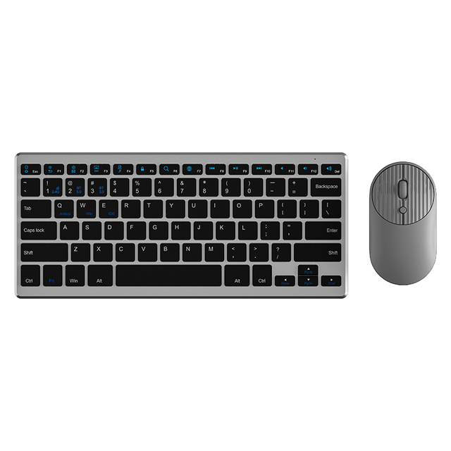 DualMode Wireless Keyboard and Mouse Combo Rechargeable Ergonomic Slim Keyboard Mouse Combo with 78 Keys & Silent Clicks