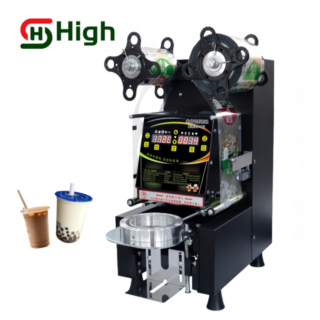 Commercial Automatic Electric Plastic Paper Cup Boba Bubble Tea Beverage Cans Bottles Sealing Machine High Efficiency 304