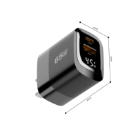 Cargadores Rápidos USB-C Tommox de 65W con Pantalla, Cargador USB C para Teléfono y Tableta, Uso Universal, Cargador Digital de Pared Gan