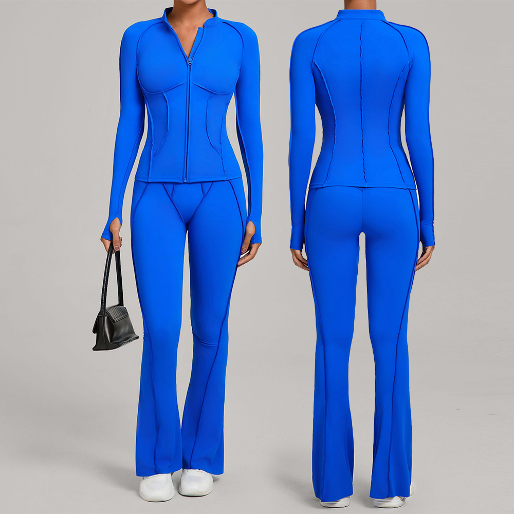 Roupa De Academia Jackets And Flared Trousers Fitness Activewear Yoga Gym Plus Size Sports Workout Sets For Women High Quality