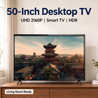 TV LED LCD Android Pintar 55 Inci dengan Kontrol Suara, Layar 4K UHD, dan Stand Meja untuk Hiburan Rumah dan Hotel