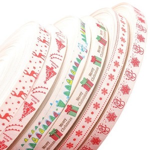 Ruban imprimé écologique 100% coton 15MM, style double face pour emballage cadeau de Noël et décorations de fêtes - Product Image 4