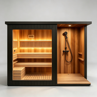 Sauna intérieur en bois, cabine de sauna sèche, sauna infrarouge lointain, salle de douche de luxe pour usage résidentiel dans le jardin ou la cour.