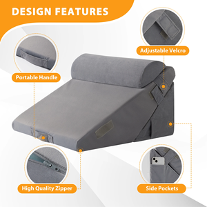 Vente directe usine : Coussin de chevet en mousse à mémoire de forme, <span class=keywords><strong>oreiller</strong></span> de lecture, coussin de soutien cervical en forme de cale avec fonction de rangement - Product Image 3