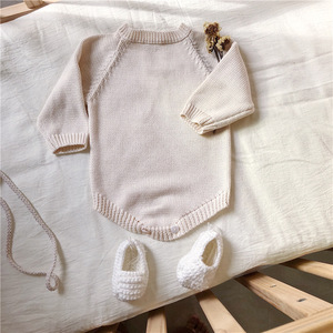 Combinaison en coton à manches longues pour bébé unisexe, barboteuse tricotée - Product Image 5