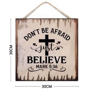 Don't Be Afraid Just Believe Wreath Sign for Front Door Circle for Wreaths Rustic Mark 5:36 Scripture Wooden Round Home Decor - Product Image 3