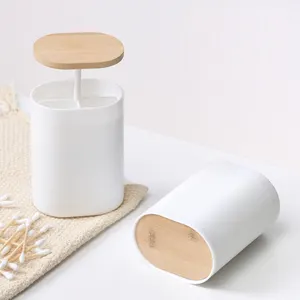 ABS Automatic Lift Cotton Swab Barrel Toothpicks Holder Dispenser with Lid
