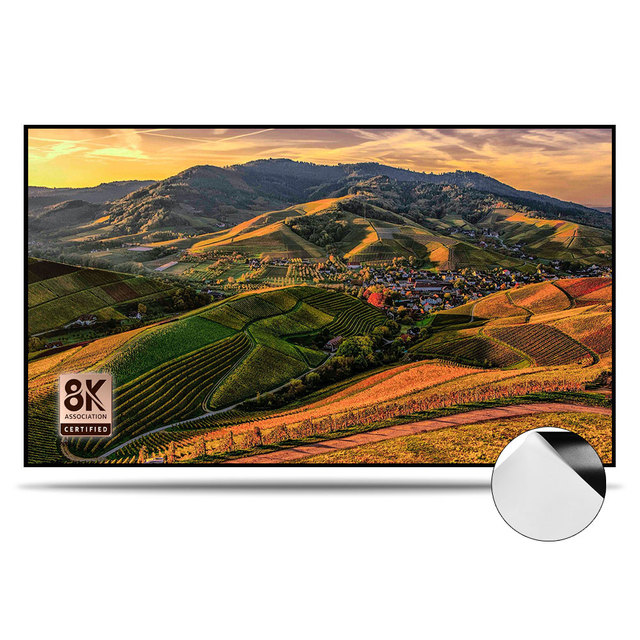 Hot HD Cinema White PVC Projector Screen Matte 1cm Ultra Narrow Bezel Fixed Frame 4K 8K 16:9 Wall-Mounted 80-250 Inch 1.1 Gain